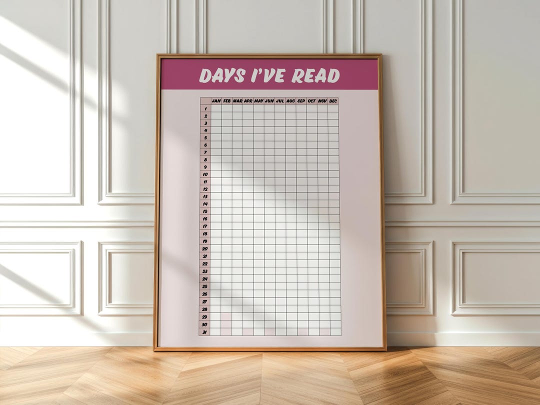 Pink Reading Chart Poster for Book Lover, Printable Book Tracker, Book ...