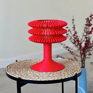 Vibrant Red 3D Printed Table Lamp ,Handcrafted ,Night Light for Cozy Spaces -20 % Off