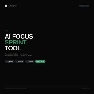 AI Focus Sprint Tool – Turn Any Task Into a Focused Work Session | AI Productivity Tool | Instant Download PDF