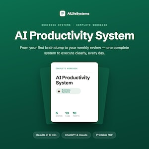 AI Productivity System | ChatGPT Productivity Workflow Kit | AI Planner, Time Management, Task Organization & Focus System