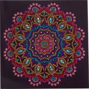 Carte artistique en cristal Mandala violet, 18 x 18 cm