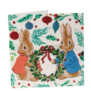 Ghirlanda festosa di Peter Rabbit Natale 18x18 cm Biglietto artistico in cristallo