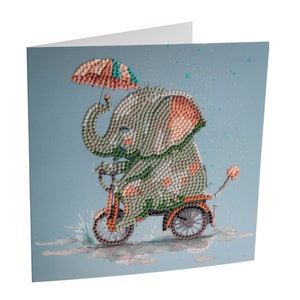 Carte d'art en cristal éléphant 18 x 18 cm