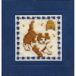 Country kitten Miniature Card Cross Stitch Kit (Textile Heritage)