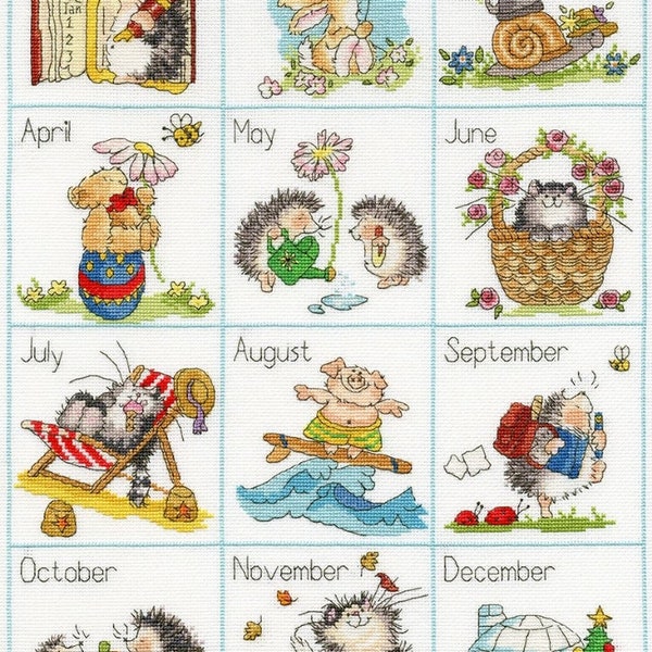 Margaret Sherry - Calendar Creatures Cross Stitch Kit by Bothy Threads