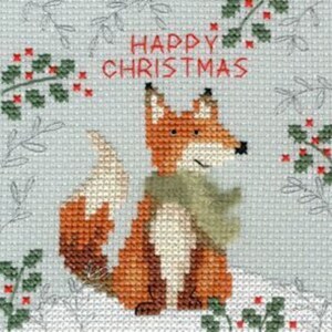 Xmas Fox - Kit de point de croix carte de Noël par Bothy Threads