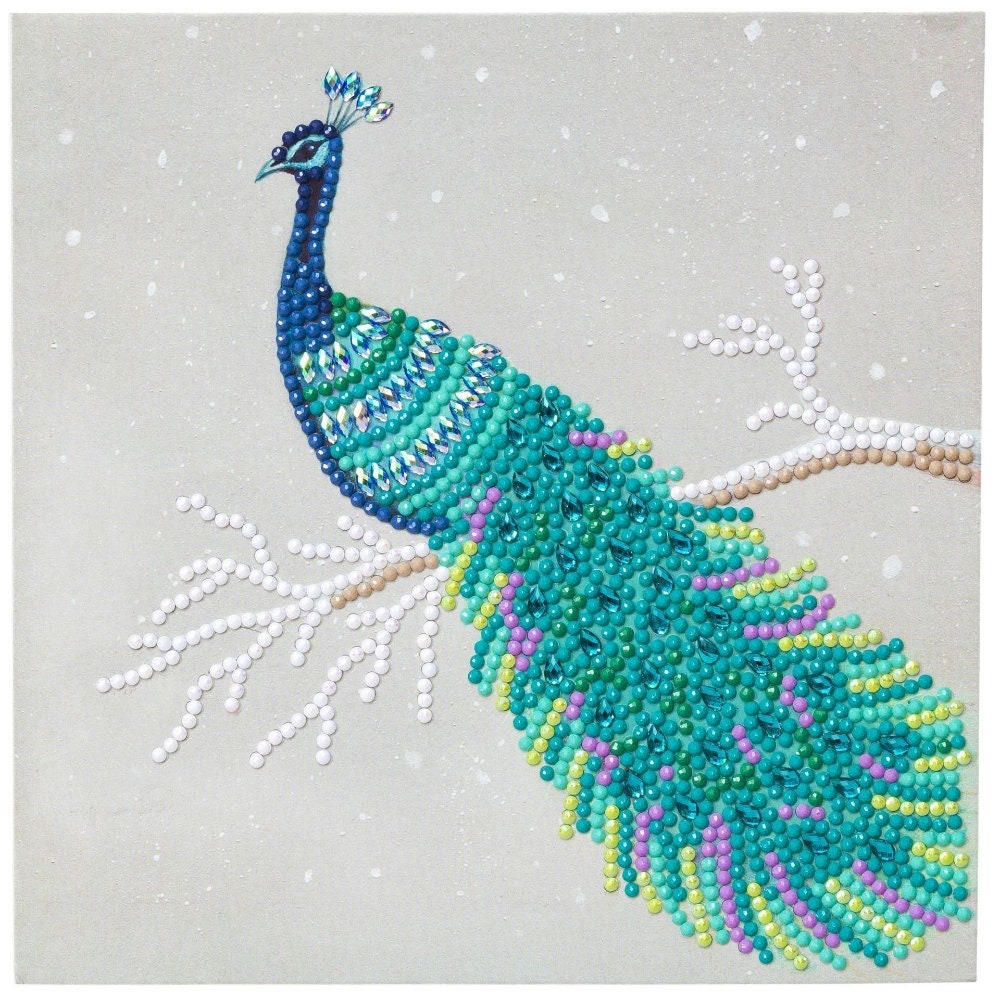 Pretty Peacock , 18x18cm Crystal Art Card