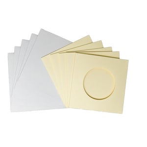 Vierkante kaarten met ronde opening - Crème (5 stuks)