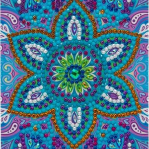 Blauwe Mandala, 10x15cm kristallen kunstkaart