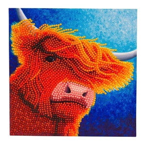 Gentle Soul Highland Koe, 18x18cm Crystal Art-kaart