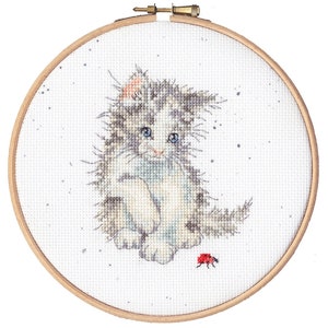 Kitten & Ladybird (Hannah Dale) Cross Stitch Kit with Hoop by Bothy Threads