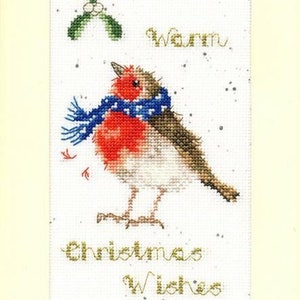 Warme wensen kerstkaart Cross Stitch Kit door Bothy Threads