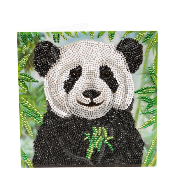 Carte d'art cristal bébé panda 18 x 18 cm