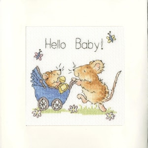 Hello Baby Tarjeta de felicitación Cross Stitch Kit de Bothy Threads