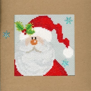 Snowy Santa - Christmas Card Cross Stitch Kit by Bothy Threads