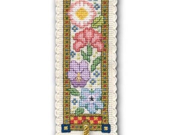 Cross Stitch Bookmark Kit - Damask Rose Counted Cross Stitch Pattern With Threads & Aida - View #9
