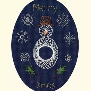 Christmas Snowman - Christmas Card Cross Stitch Kit by Bothy Threads