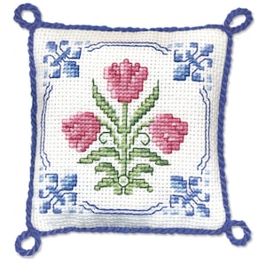 Delft Tulips Pincushion Cross Stitch Kit (Textile Heritage)