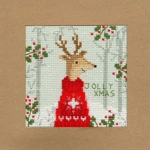 Xmas Deer - Christmas Card Cross Stitch Kit by Bothy Threads