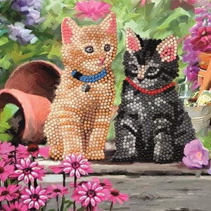 Kattenvrienden, 18x18cm Kristallen kunstkaart