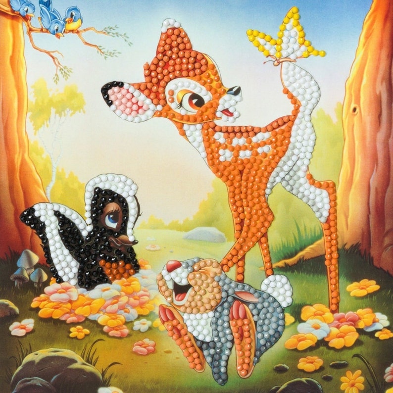 Carte artistique en cristal Bambi and Friends 18 x 18 cm image 1