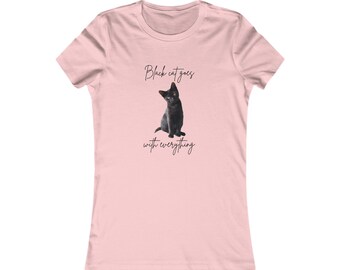 Black Cat Goes with Everything Ladies Strech Tee