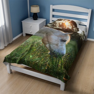 Customized Horse Blanket 60&quot; x 80&quot; FREE SHIPPING Customized Pet Blanket Velveteen Plush Blanket Horse lover gift.