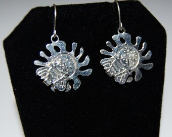 Sterling Silver Sunflower and Bee Dangle earrings