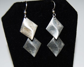 Sterling Silver Diamond Double Hinged Dangle Earrings