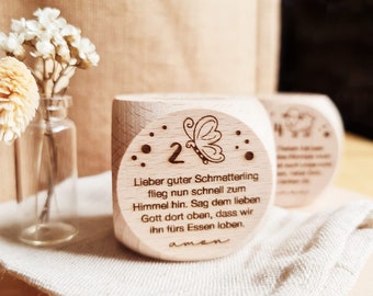 Gebetswürfel für Kinder | 6 Tischgebete | Geschenk zur Geburt, Taufe oder Kommunion/Konfirmation | Holzwürfel | Montessori | Zahlen lernen