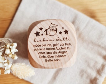 Gebetswürfel für Kinder | 6 Abendgebete | Geschenk zur Geburt, Taufe, Kommunion oder Konfirmation | Holzwürfel | Montessori | Zahlen lernen