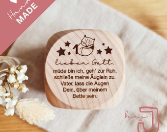 Gebetswürfel für Kinder | 6 Abendgebete | Geschenk zur Geburt, Taufe, Kommunion/Konfirmation | christlich | Holzwürfel | Abendroutine