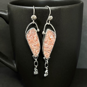 Rosetta Jasper Earrings Handcrafted in Sterling Silver, Pink Silversmith Earrings