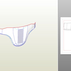 May include: A blue and white papercraft pattern for a helmet. The pattern is made up of many small triangles and squares. The helmet has a large, round visor.