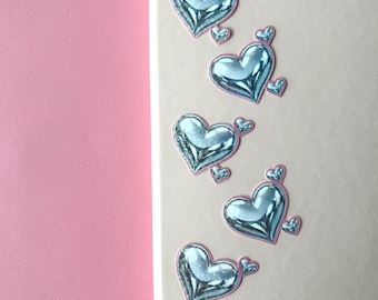 Y2K Chrome Heart Sticker Pack – Glossy Pink Outline Vinyl Decals (1.5 inch)