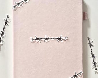 Barbed Wire Sticker Pack – 3 Inch Glossy or Holographic Glitter Vinyl Accent Strip | Goth Grunge Journal & Laptop Decal