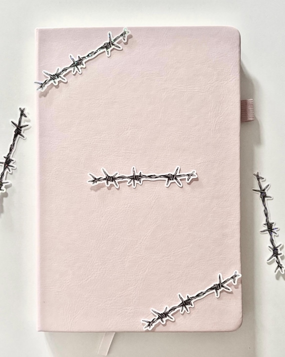 Barbed Wire Sticker Pack – 3 Inch Glossy or Holographic Glitter Vinyl Accent Strip | Goth Grunge Journal & Laptop Decal