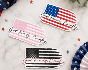 God, Family, Country Stickers | Patriotic Vinyl Decal | American Values Sticker | 4th of July