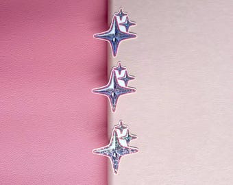 Y2K Pink Chrome Star Sticker Pack - Holographic Glitter, Alt Cute Dark Feminine Aesthetic, Vinyl Decal 1.5 Inch Single or Set