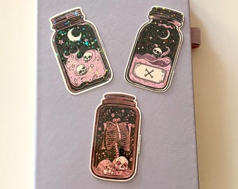 Jars of Death Aufkleber (3er-Pack) — Pastel Goth Kunst — Kawaii Spooky Sticker von StickingAround
