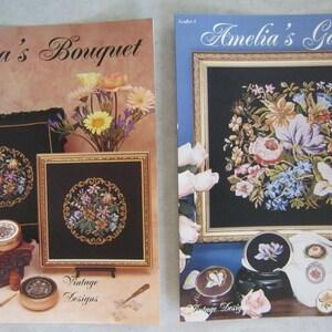 Vintage Designs Petit Point Olivia&#39;s Bouquet & Amelia&#39;s Garden Pattern Booklets