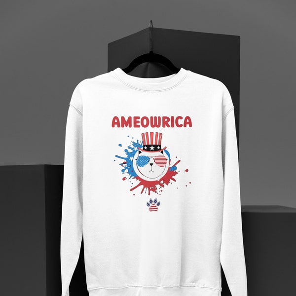 Sweatshirt, Ameowrica, Funny Cat Shirt, Cat Day, Animal Sweatshirt, Pet, American Cat, American Sweatshirt, Memorial Day, Cat Meme