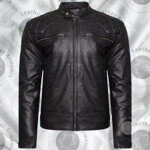 Men's High-End Full Grain Vintage Black Genuine Leather Motorcycle Jacket