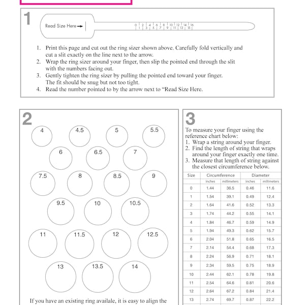 Downloadable ring sizer, three ways to measure your finger, paper ring sizer