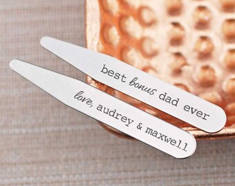 Father's Day Gift for Stepdad, Stepfather Gift, Personalized Collar Stays, Best Bonus Dad Ever Collar Stays, Step Dad Gift