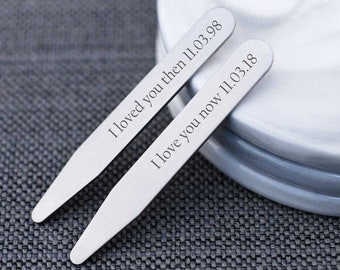 Anniversary Gift for Husband, I loved You Then, I Love You Now Personalized Collar Stays, Gift for Husband