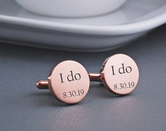 I Do Wedding Cufflinks with Date, Custom Cufflinks for the Groom, Personalized Wedding Gift for Groom, Wedding Cufflinks