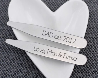 Dad Gifts from Kids, Father's Day Gift for Dad, Personalized Collar Stays for Dad, DAD EST. from Kids, Custom Engraved Gift for Grandpa