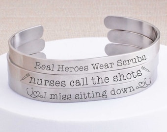 Funny Nurse Gift, Nurse Bracelet, Birthday Gift for Nurse, Graduation Gift for RN, Nursing School Graduation Gift, Custom Engraved Cuff