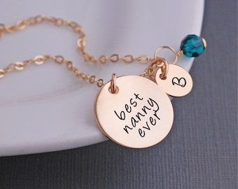 Nanny Gifts from Kids, Mother's Day Gift Ideas for Nanny, Best Nanny Ever Necklace, Personalized Jewelry for Nanny, Nanny Goodbye Gift